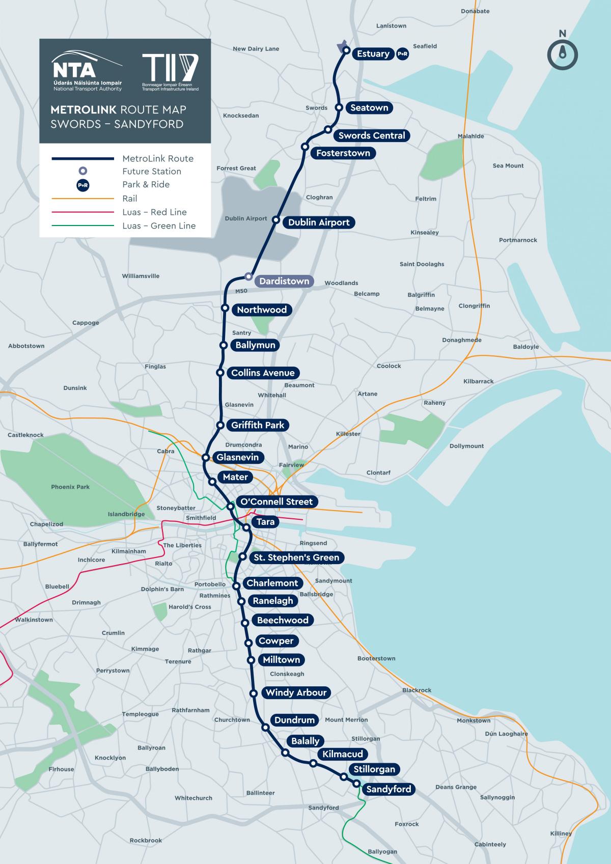 Dublin metro stations map